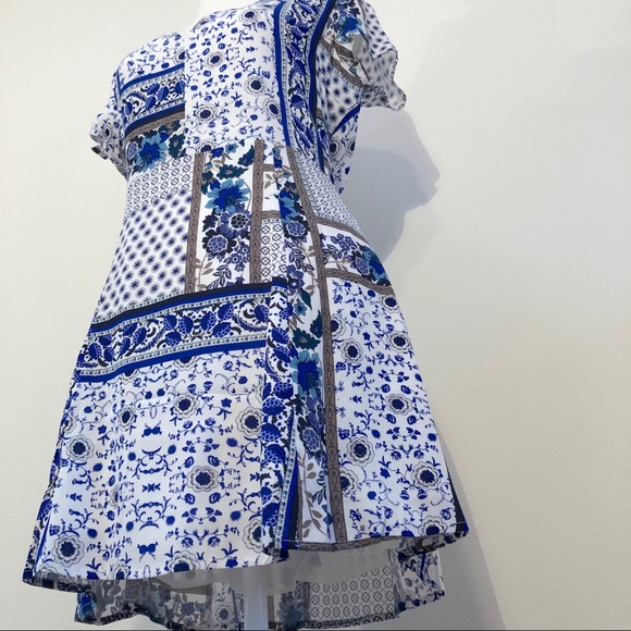 Lucca Couture midi dress blue and white paisley - Picture 3 of 8